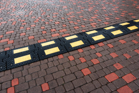 Speed bump on the road.