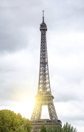 Eiffel Tower on a cloudy day.の写真素材
