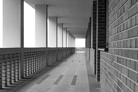 Terrace or balcony of a large building.の写真素材