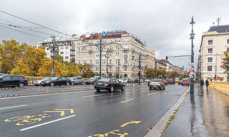 Streets of Budapest on a rainy autumn day.のeditorial素材