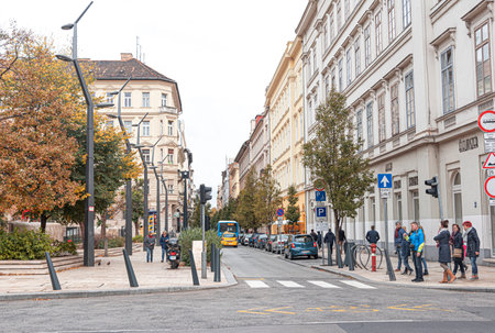 Streets of Budapest on a rainy autumn day.のeditorial素材