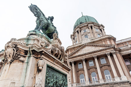 Monument to Prince Eugene of Savoy on an autumn day, in Budapest, Hungary.のeditorial素材