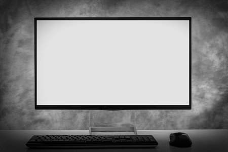 Computer monitor or TV on a dark background.