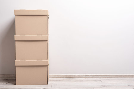 Empty room with cardboard boxes.
