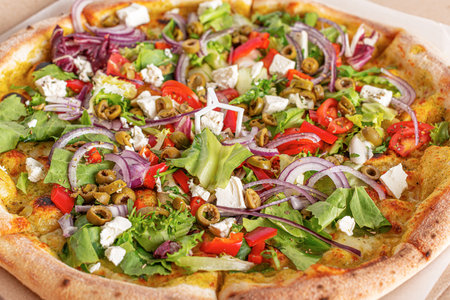 Appetizing pizza close-up.