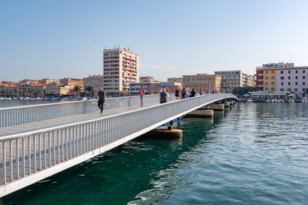 Pedestrian bridge of the city of Zadar, Dalmatia, Croatia.のeditorial素材