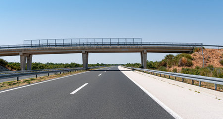 Highway bridge and cars on the road.