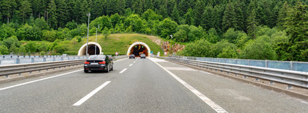 Tunnel on the express road in Rijeka, Croatia.