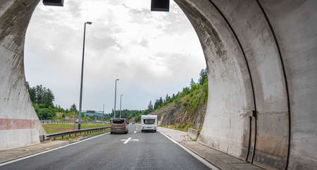 Tunnel on the express road in Rijeka, Croatia.のeditorial素材