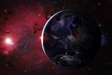 Planets and galaxy in outer space.の写真素材