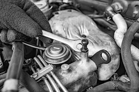 Car engine during repair.の写真素材