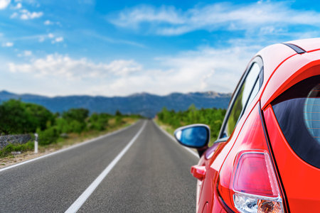 Car on the background of the highway.の写真素材