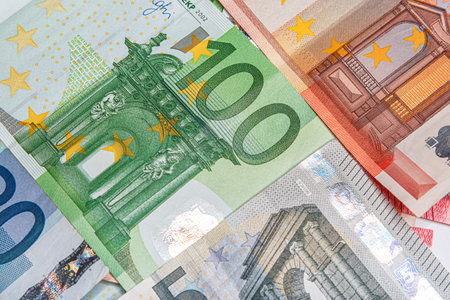 Euro banknotes as an abstract background.