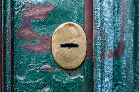Keyhole of an old door.の写真素材