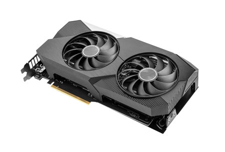 Graphic video card isolated on white background.