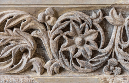 Stone vintage decorative wall ornament.の写真素材