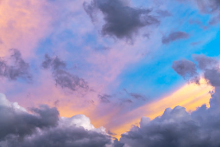 Beautiful evening sky with clouds.の写真素材