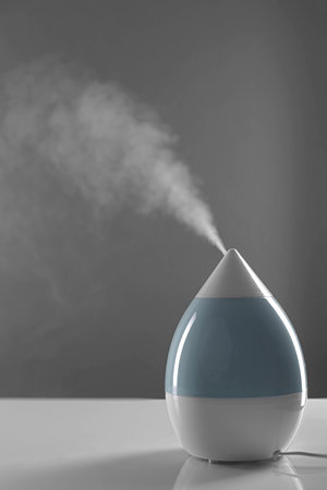 The humidifier produces steam.の写真素材