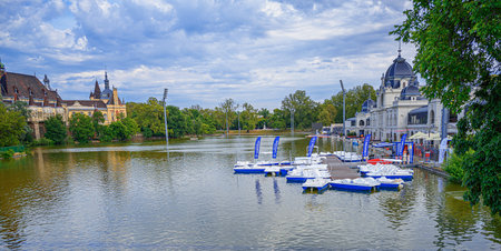 City Park Ice Rink and Boating in Budapest, Hungary.のeditorial素材