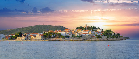 View of Primosten, Croatia. Dalmatian coast.の写真素材