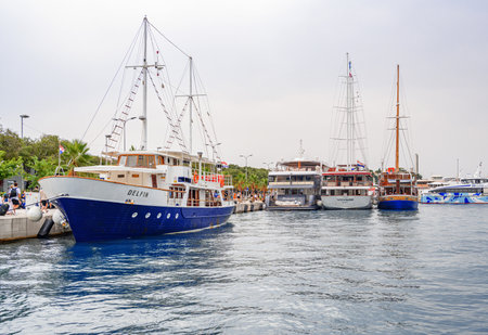 Boats on the pier in the resort town of Split, Croatia.のeditorial素材