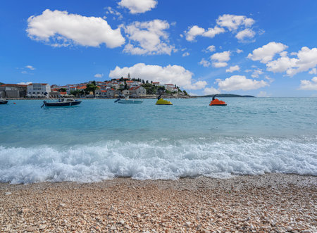 View of Primosten, Croatia. Dalmatian coast.の写真素材