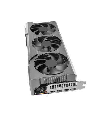 Powerful graphic video card of a computer isolated on a white background.