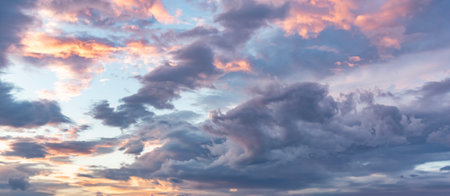 Beautiful sky with cloud before sunsetの写真素材