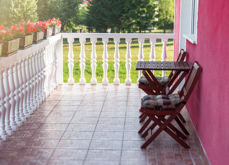 Outdoor terrace of a houseの写真素材