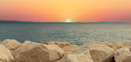 Beautiful sunset over the sea.の写真素材