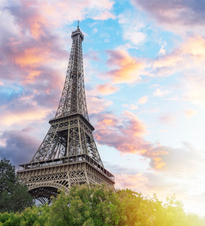 Beautiful view of famous Eiffel Tower in Paris, France.の写真素材