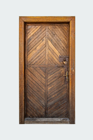 Antique wooden door isolated.の写真素材