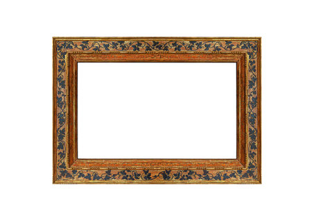 Antique picture frame isolated on white.