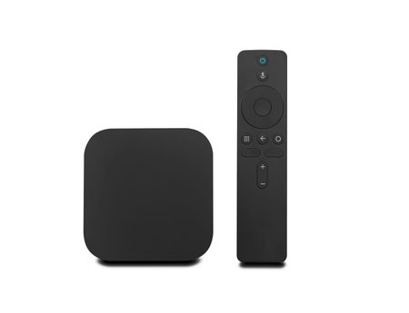 Android TV box receiver and player on white