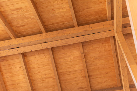 Construction of a roof of a frame house.