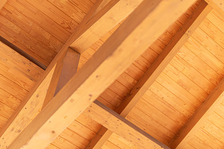 Construction of a roof of a frame house.