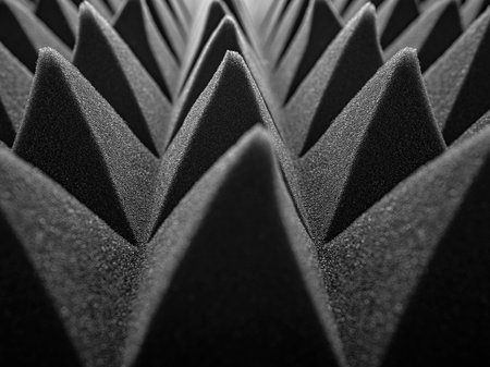 Black acoustic foam panels arranged in a sharpの写真素材