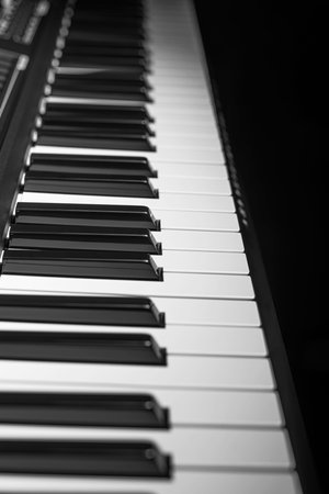 Closeup of a modern digital piano keyboardの写真素材