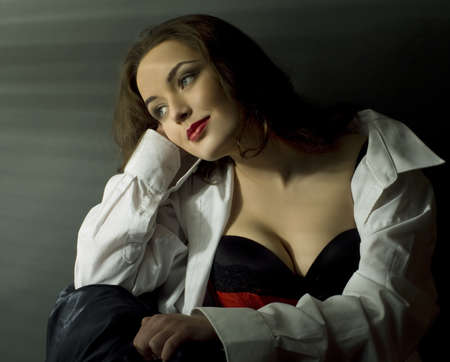 Glamour style portrait of pretty woman の写真素材