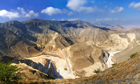  road winding in mountains Omanの写真素材
