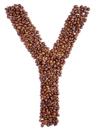 Alphabet from coffee beans  Isolated on white background  の写真素材