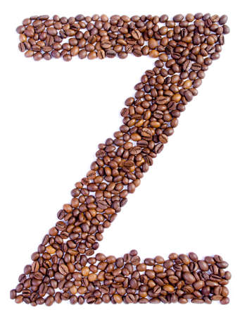 Alphabet from coffee beans  Isolated on white background  の写真素材