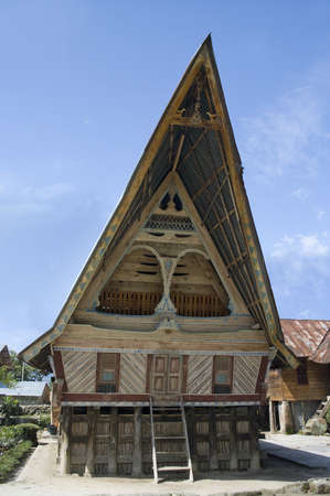 Traditional Batak house on the Samosir island,North Sumatra, Indonesia,の写真素材