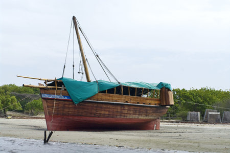 Traditional Boat sails in Lamu, Kenya