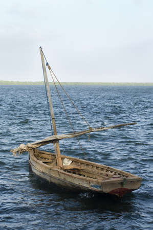 Traditional Boat sails in Lamu, Kenyaの写真素材