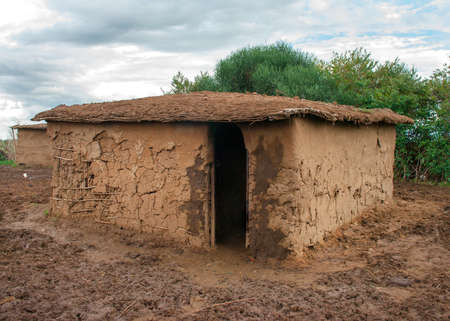 Traditional maasai  mud hut,  Kenya の写真素材