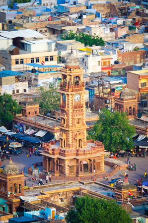 Clock tower at Sardar market  in  Jodhpur, Rajasthan, India. のeditorial素材