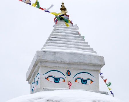 Buddhist stupa in Khunde, Everest region, Nepalのeditorial素材