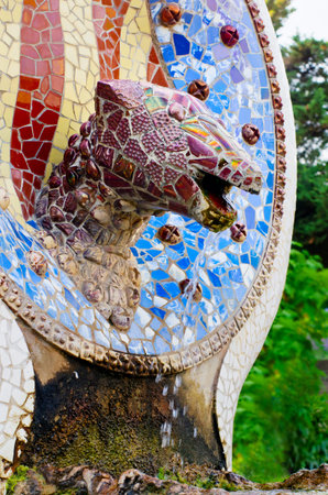 BARCELONA, SPAIN - JULY 12, 2014:Park Guell in Barcelona, Catalonia, Spain. It was designed by the...