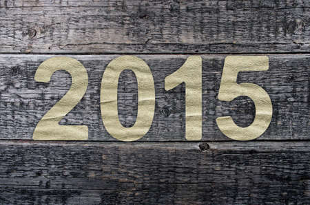 New Year 2015, Old grunge wood backgroundの写真素材